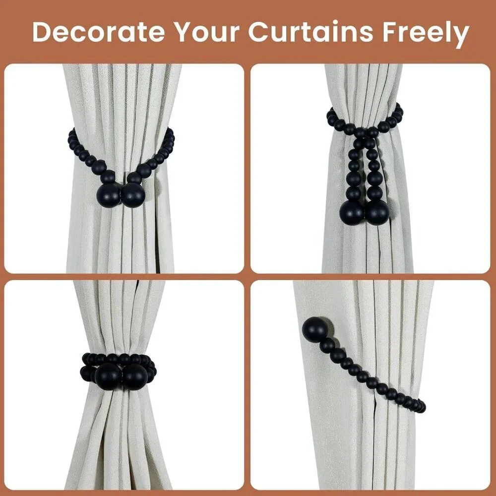 Magnetic Curtain Tiebacks Black Curtain Holdbacks Curtains 2 Pack Nursery Decor